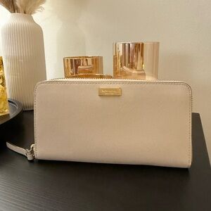 Kate Spade Beige Zip-Around Wallet
